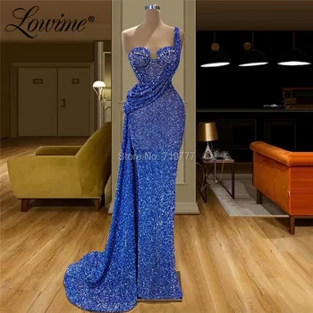 Mėlynos Spalvos Karoliukai Šalis Suknelė Spalvingas Garsenybių Suknelės 2020 Undinė Oficialų Dubajus Vakare Gown Duobute Prom Dresses Chalatas De Soriee