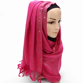 Nauja Mada Moterims, Kutai, Kaklaskares Paprasto hijab Musulmonų Pearl Šalikai Blizgučiai Wrap Hijab 13 spalvų