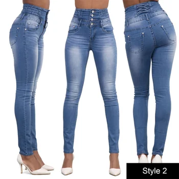 Nauja rudens ir žiemos moteriškų džinsų mados seksualus aukštos juosmens, plonas elastingas plius dydis mažas kojų džinsai Moteriška Europoje ir Amerikoje