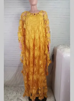 Nauja stiliaus Klasika, Afrikos moterų Dashiki Vandenyje tirpus nėrinių prarasti ilga suknelė + vidumi nemokamai dydis krūtinė 128cm ilgis 150cm