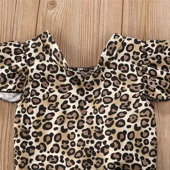 Nauja Vaikiška Kūdikių Mergaičių Vasaros Drabužių Rinkiniai Naujagimiui Merginos Leopardas Spausdinti Backless T Marškinėliai Topai+Nėriniai Tutu Šortai, Sijonai, 2vnt