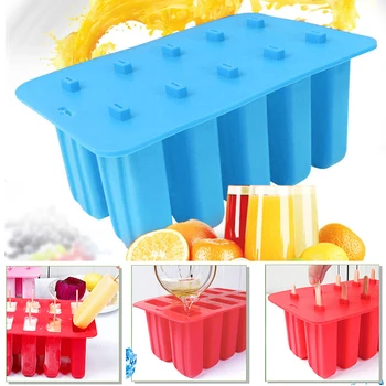Naujas 10 Elementų Sušaldyti Ledo Kubelių Formos Lolly Pelėsių Dėklas Visos Virtuvės Popsicle Maker 