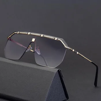 Naujas 2021 vyrų euramerican mada street snap UV400 akiniai nuo saulės, metalo frezavimo, dėžutė frameless akiniai nuo saulės
