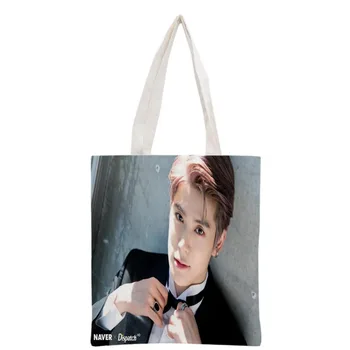 Naujas atvyko užsakymą KPOP JaeHyun atspausdinta drobė nešti maišą moterų paplūdimio rankinė kelionės krepšys nešiojamų pirkinių krepšys