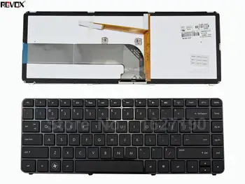 Naujas JAV Nešiojamojo kompiuterio Klaviatūra HP DV4-3000 BLIZGUS RĖMAS JUODOS spalvos Apšvietimu PN:SG-47110-XUA Perspausdinti Nešiojamojo kompiuterio klaviatūrų Pakeitimas