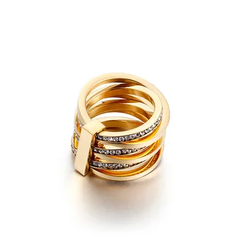 Naujas Kubinis Cirkonis Žiedai Moterims, Dydis 6-9 Bulgarijoje, Aukso / Sidabro Spalva, Šešių Sluoksnių, Dantytais Žiedais Femme Sužadėtuvių, Vestuvių Žiedai