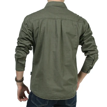 Naujas Medvilnės Karinės Marškinėliai Vyrams, ilgomis Rankovėmis mygtuką Kvėpuojantis Atsitiktinis Marškinėliai Kieto dropshipping aukštos kokybės drabužius plius 6XL