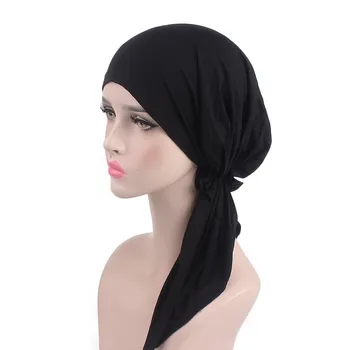 Naujas Musulmonų Moterys Tampri, Kietas Turbaną Skrybėlę, Skarą Iš Anksto Susieta Chemoterapija Vėžio Chemo Beanies Apdangalai, Plaukų Aksesuarai