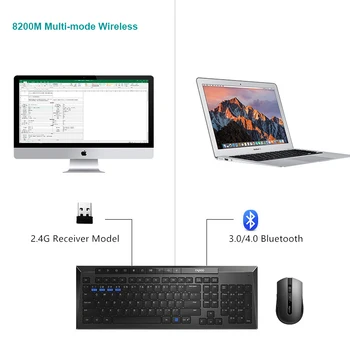 Naujas Rapoo Silent Wireless Keyboard Mouse Combo Desktop/Laptop/VNT,Perjungti Bluetooth/RT 2.4 G Prijungti 3 Įrenginius