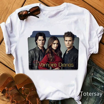 Naujas Vampire Diaries T-shirt Vasaros T-shirt Ladies Merginos Ulzzang Atsitiktinis marškinėliai Harajuku 90s Cool T-shirt Streetwear Tiesioginio Pardavimo