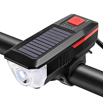 Naujausias Saulės energija Varomas USB Įkraunamas LED Dviračio priekinis žibintas, Dviračio Žibintas Lempa + Saugos Dviračių Ragų Elektrinis Dviratis Bell Karšto