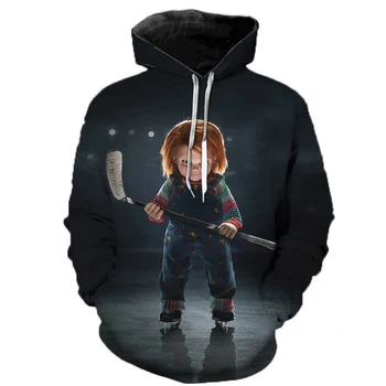 Naujausias Siaubo Filmas Chucky 3D Hoodies Paauglių Mados Chucky Gobtuvu Palaidinės Pavasario Kasdieniai Viršutiniai drabužiai Plius Dydis Kailio 3XS-5XL