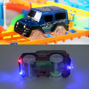 Naujo Tipo Magija Geležinkelių Žaislas Švyti Lenktynių Trasoje Švyti Tamsoje Lizdas Automobilių Stebuklingas Žėrintis Lenktynių Trasoje Asamblėjos Žaislas su LED Automobilių