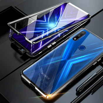 Naujų Magnetinės Metalo, Dvigubo Stiklo Pusėje Telefoną Atveju Huawei Honor 9x Premium stk-lx1 pasaulio entition hlk-al00 pro hlk-al10 Atvejais