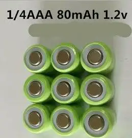 Nemokamai shippping 10vnt/daug 1.2 V 1/4AAA 80mAh ni-mh baterijos nikelio metalo hidrido baterijos žaislas baterija