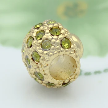 Nemokamas pristatymas Europos Mados Green Crystal Grybo formos žavesio karoliukai tinka Pandora apyrankės karoliukai papuošalai priėmimo