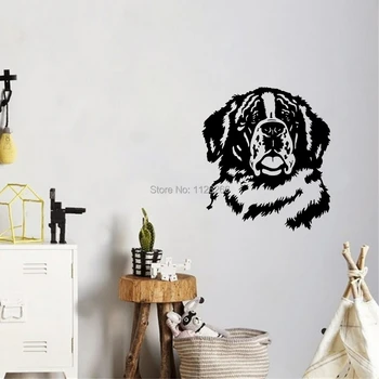 Niufaundlandas Šuns Galva, Vinilo Sienos Lipdukai Pet Shop Nuimamas Freskos Dizainas