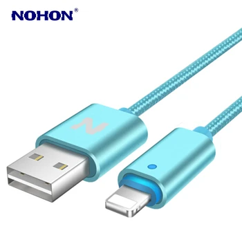 NOHON 1.5 M USB Duomenų Krovimo Laidas iPhone XS Max XR X Smart LED Lemputė USB Kabeliai, iPhone 5 5S 6 6S 7 8 Plius 
