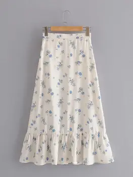 Nudžiūvo 2020 metų vasaros faldas mujer moda 2020 anglija derliaus gėlių lino šakojimasis seksualus paplūdimio midi sijonas moterims moteriški ilgi sijonai