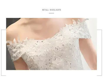 Nėriniais, Blizgučiais Šviesos Vestuvių Suknelės 2020 Vestido Noiva Tul Valtis Kaklo nuo peties Naujo stiliaus Skraiste Mariage Nuotakos Kamuolys-Chalatai