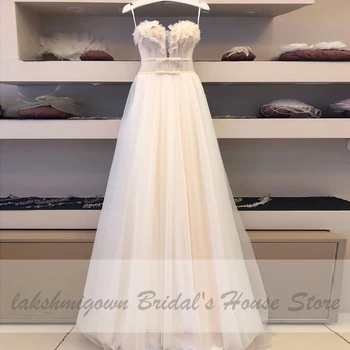 Off Peties Gėlių Vestuvių Suknelė Linijos 2020 Chalatai Seksualus Vestuvinės Suknelės Vestidos Paprastas Tiulio Paplūdimys Vestuvių Suknelės Pagal Užsakymą