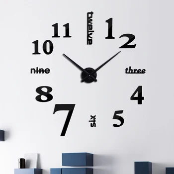 OHO markės akrilo veidrodis, sieninis laikrodis 3d didelis kvarco žiūrėti horloge murale šiuolaikinės laikrodžiai kambarį namo apdailos lipdukai