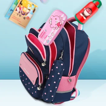 OKKID pradinėje mokykloje krepšiai mergaitėms polka dot bookbag vaikams mielas rašikliu, pieštuku maišelį mokyklos mergina studentų mokyklos kuprinė vaikui dovana