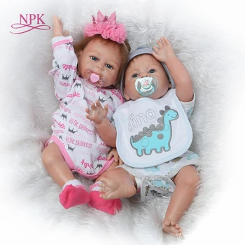 Origianl NPK 52cm Bebe Lėlės Reborn Baby Dvyniai likfelike visą silikono kūno lankstus kolekcionuojamų rankų