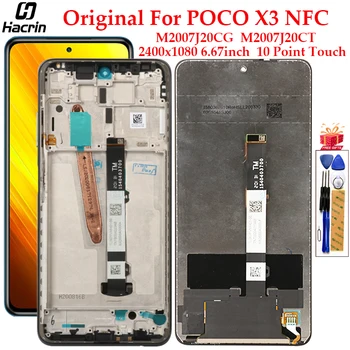 Originalus Ekranas Xiaomi POCO X3 NFC M2007J20CG LCD Ekranas Jutiklinis Ekranas skaitmeninis keitiklis Asamblėjos Pakeisti POCO X3 NFC LCD