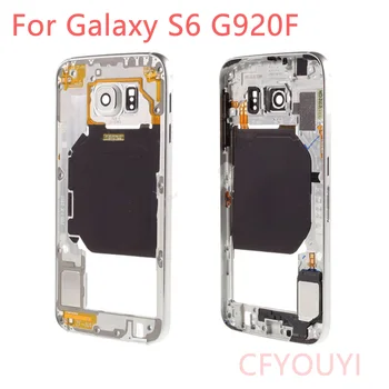 Originalus Samsung Galaxy S6 G920 G920F Vidurio Vidurio Rėmo Bezel Būsto Plokštė su Dalimis, su Fotoaparato Objektyvą