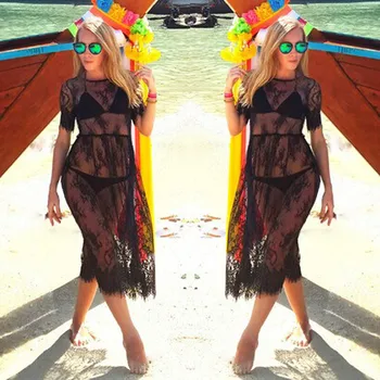 Padengti Iki Paplūdimio Moteris Vasaros Paplūdimio Suknelė Moterims Seksualus Paplūdimio Nėriniai Nėrimo Paplūdimio Suknelė Bikini Vasaros Maudymosi Kostiumėlį Padengti Iki 2019