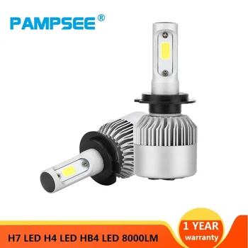 PAMPSEE H7 LED Turbo H4 Automobilių Žibintų Lemputės COB H11/H8/H9 H1 H3 9005/HB3 9006/HB4 Hir2 H27 8000LM 6500K 12V 24V Auto Voiture