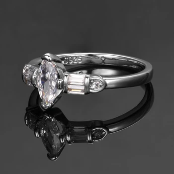 Paprasta 925 Sidabro Sužadėtuvių Žiedai Madinga Mariquesa Cirkonis Moterų Fine Jewelry Jubiliejų, Vestuvių Dovana, Didmeninė
