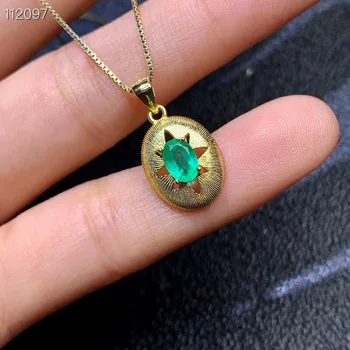 Paprasta ir subtili gamtos smaragdas karoliai naujo produkto paleidimo 925 gryno sidabro danga aukso lady Smaragdas