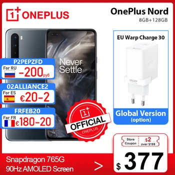 Pasaulinė Versija OnePlus Nord 5G OnePlus Oficiali Parduotuvė Snapdragon 765G Išmanųjį telefoną 8GB 128GB 6.44
