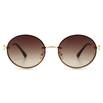 Peekaboo mens ovalo formos akiniai nuo saulės moterims retro rudos apvalios saulės akiniai metaliniais rėmais uv400 dovanos vyrų vasaros stiliaus priedai