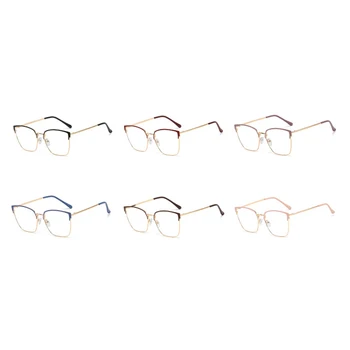 Peekaboo moterų dideli akiniai metalo rėmas pusiau taškus, skaidraus lęšio aukso moteriški akiniai recepto rožinė raudona mada aksesuarai