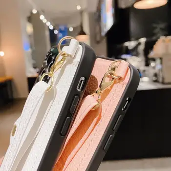 Piniginės dirželis telefono dėklas skirtas iphone 11 Pro Max XR XS MAX 7 8 plius padengti prabangus odinis kortelės peties virvelę grandinės telefono krepšys 