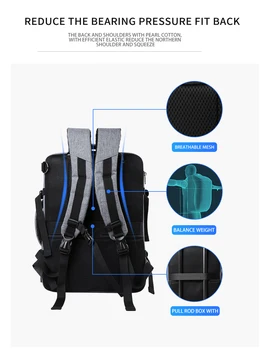 Plečiama Didelės Talpos Kelionių Kuprinė Vyrų 15.6 colių Nešiojamas USB Įkrovimo Multi-layer Kosmoso Kelionių Vyras Bag Anti-vagis Mochila