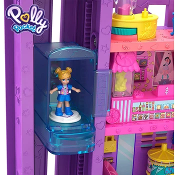 Polly Pocket Mini Lėlės, Žaislai Dideliame Pasaulyje Pastatas Prekybos Centras Priedai Mega Mall GFP89 Surinkimo Vaikas Žaislai Su liftu, Juokinga