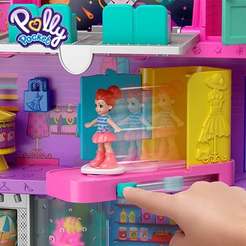 Polly Pocket Mini Lėlės, Žaislai Dideliame Pasaulyje Pastatas Prekybos Centras Priedai Mega Mall GFP89 Surinkimo Vaikas Žaislai Su liftu, Juokinga