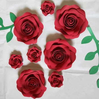 Popieriaus gėlių 3d rankų darbo gėlių Baigė rožė, Bijūnas vestuvių fone, popieriaus gėlių Baigė vertus gėlių putų gėlių