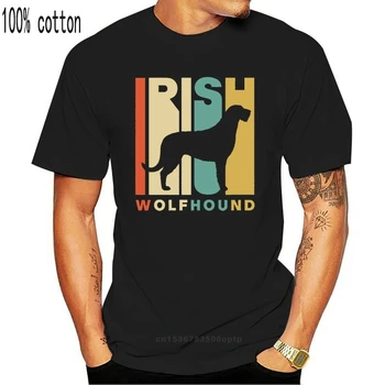 Populiarus Mados Vintage Stiliaus Irish Wolfhound Siluetas T-shirt Dizaineris moteriški Marškinėliai Atsitiktinis vatos Pagaliukai Tees Patogus