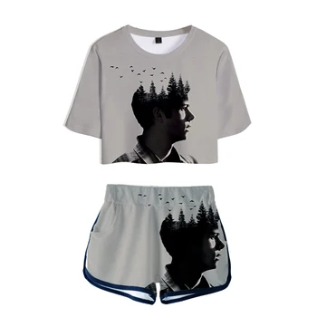 Populiarus teen wolf mokslinės fantastikos 3D laisvalaikio kostiumas ponios dviejų dalių vasaros trumparankoviai marškinėliai top + shorts merginos streetwear