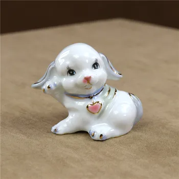 Porceliano Puppy Mini Paauksuotas, Keramikos Šunytis Skulptūra Pet Namų Dekoro Dovana ir Amatų Embellishment Knickknack Priedai