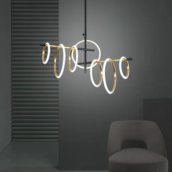 Postmodernios LED traukos priedai veltiniams, vilna lempa Naujovė kambarį Žiedas Liustra miegamojo, valgomojo deco Suspesion lempos