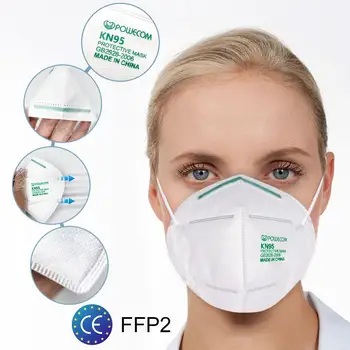POWECOM 10 Vnt KN95 Kaukė FFP2 Veido Kaukės CE Sertifikavimo 95% Filtravimo Effection Kvėpuojantis Burnos Kaukę, Respiratorių KN95 Dangtis