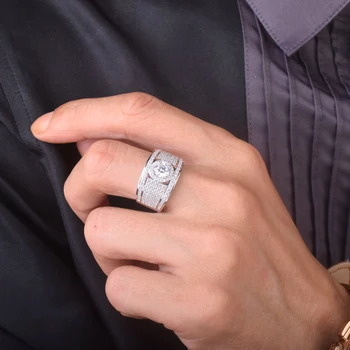 Prabanga 925 Sterlingas sidabro Paev Safyro žiedas Blizgesį 2c Imituoti Deimantų Sužadėtuvių, Vestuvių Vyrams, Moterims, Berniukas, dovana, Papuošalai