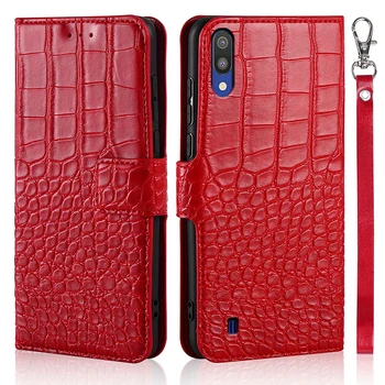 Prabanga Flip Case For Samsung Galaxy A10 2019 10 SM-A105F A105 A105F Padengti Krokodilas Tekstūros Oda Knygos Dizainas Telefono Coque