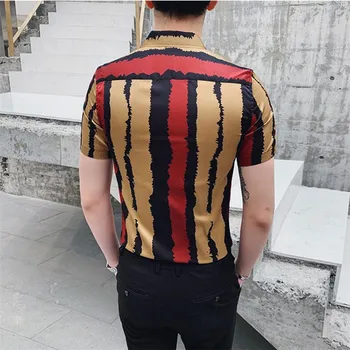 Prabanga juodojo aukso dryžuotas marškinėliai 2019 m. vasarą trumpas rankovės mados dizaineris šalies klubas prom marškinėliai mados spausdinimo vyrai slim marškinėliai